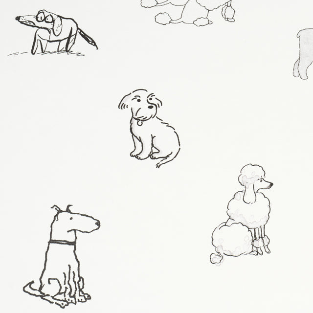 GOOD DOGS EVERYWHERE Black & White by Schumacher – The New Yorker Collection Dog Wallpaper – 5016130