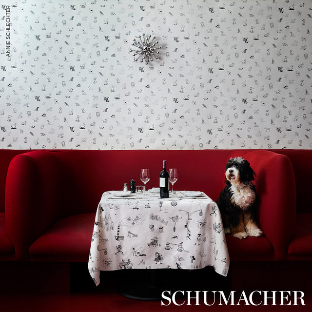 GOOD DOGS EVERYWHERE Black & White by Schumacher – The New Yorker Collection Dog Wallpaper – 5016130