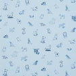 Good Dogs Everywhere wallpaper in sky and navy blue featuring charming cartoon dogs from The New Yorker collection by Schumacher.