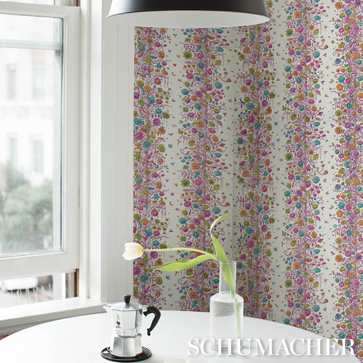 Edward Steed's Towers of Flowers Multicolor Burst Wallpaper – Schumacher 5016140