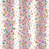 Edward Steed's Towers of Flowers wallpaper in multicolor burst, featuring whimsical floral stripes and playful illustrated flowers.