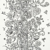 Edward Steed's Towers of Flowers Black & White Wallpaper – Schumacher 5016141