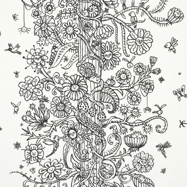 Edward Steed's Towers of Flowers Black & White Wallpaper – Schumacher 5016141