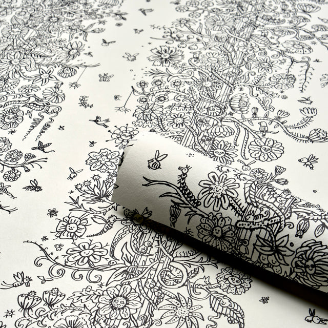 Edward Steed's Towers of Flowers Black & White Wallpaper – Schumacher 5016141