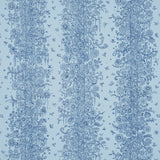 Edward Steed's Towers of Flowers wallpaper in sky blue and navy, featuring whimsical floral stripes and playful faces, from Schumacher's The New Yorker collection.