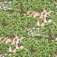 Margaret Schloeman's Fox Chase wallpaper in Forest colorway, featuring a lively Art Deco fox hunt scene with riders, horses, and hounds in a green woodland setting.