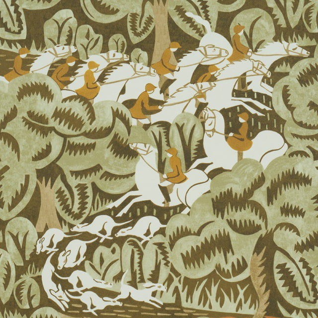 Margaret Schloeman's Fox Chase Sage & Soft Brown Wallpaper – Schumacher 5016152