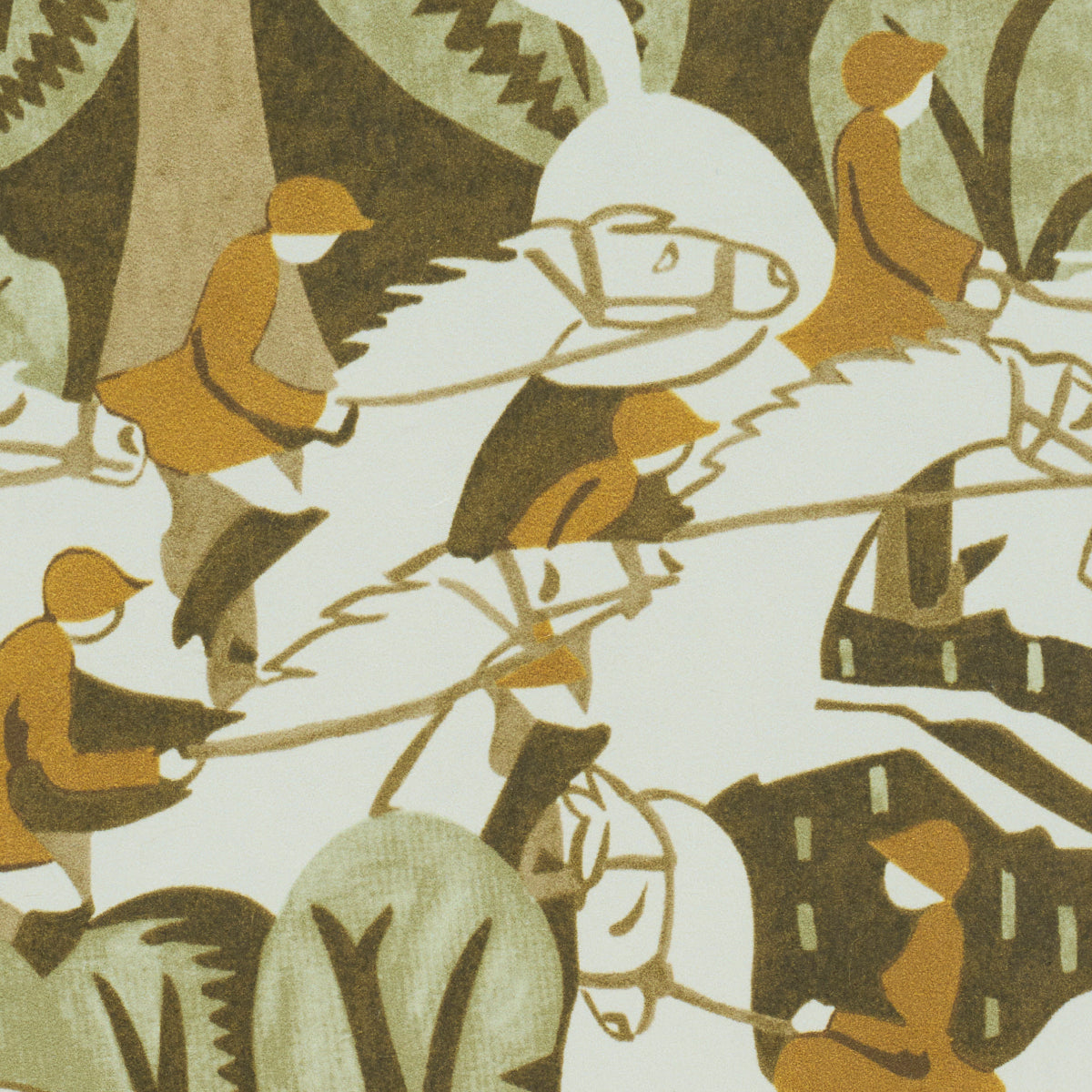 Margaret Schloeman's Fox Chase Sage & Soft Brown Wallpaper – Schumacher 5016152