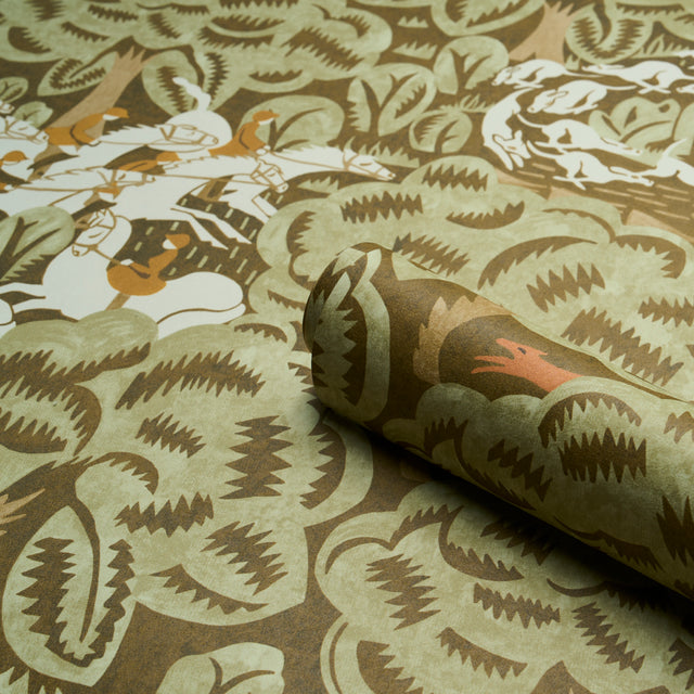 Margaret Schloeman's Fox Chase Sage & Soft Brown Wallpaper – Schumacher 5016152