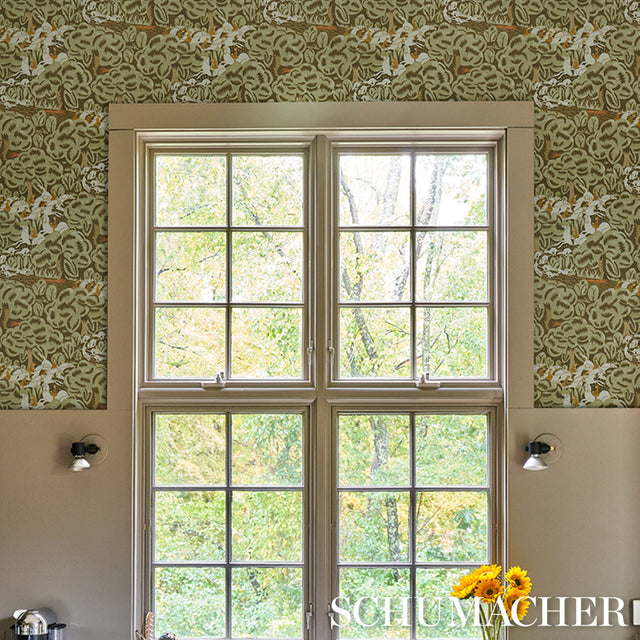 Margaret Schloeman's Fox Chase Sage & Soft Brown Wallpaper – Schumacher 5016152