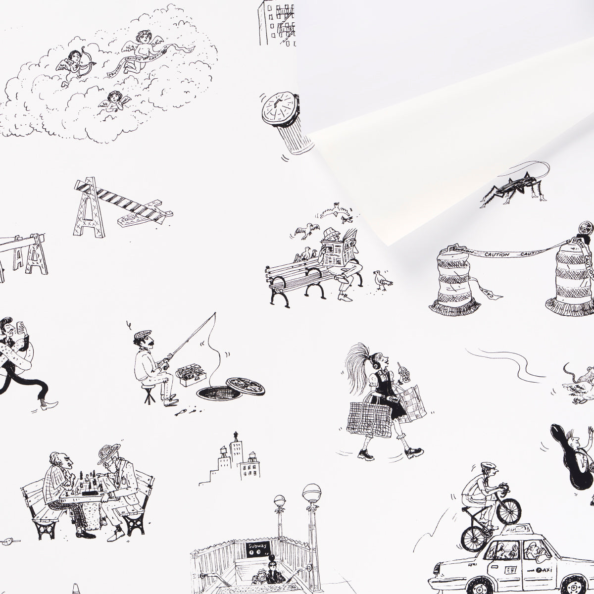 Joana Avillez's Street Scenes Black & White Peel-and-Stick Wallpaper – Schumacher 5016171