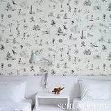Joana Avillez's Street Scenes Black & White Peel-and-Stick Wallpaper – Schumacher 5016171