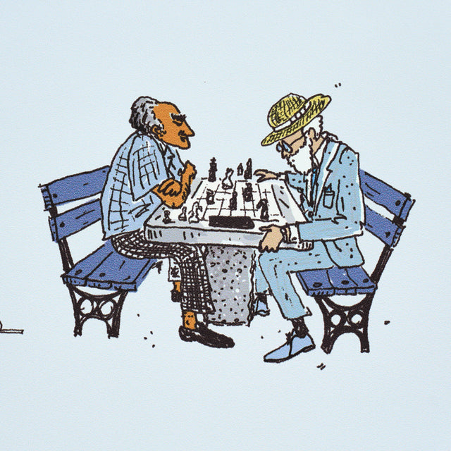 Joana Avillez's Street Scenes Multicolor on Sky Blue by Schumacher – The New Yorker Collection Peel-and-Stick Wallpaper 5016172