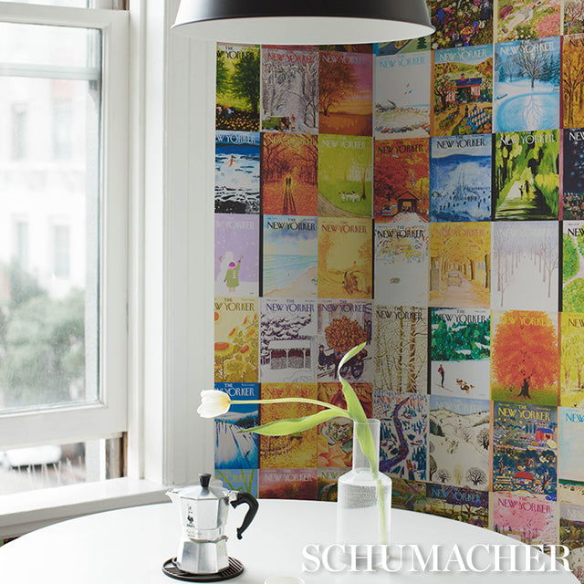 The New Yorker Seasonal Covers Multicolor by Schumacher Collage Wallpaper – Schumacher 5016180