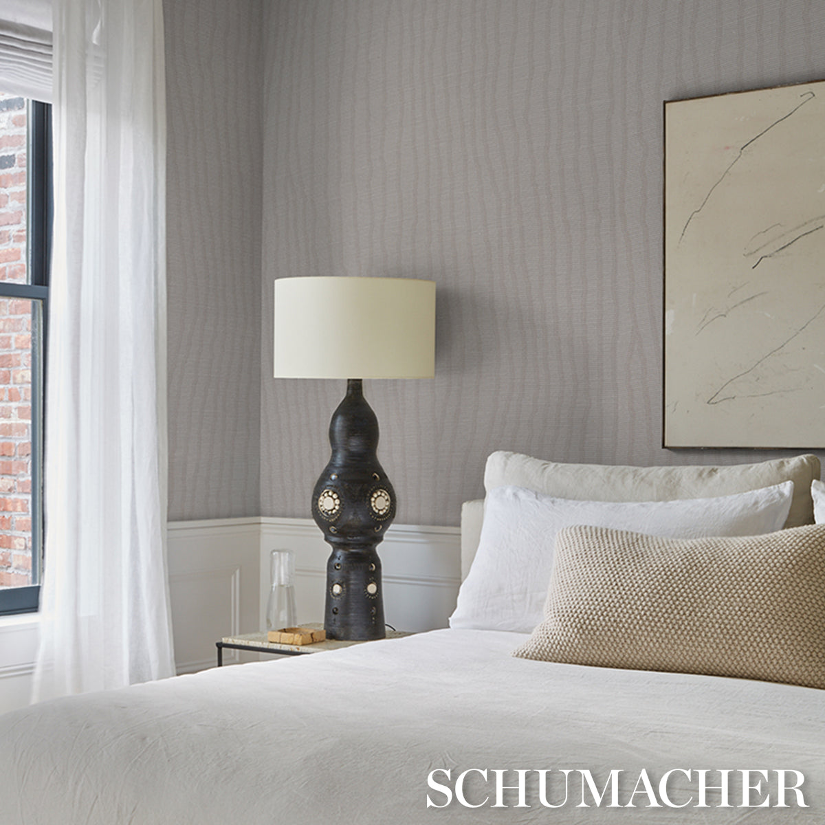 La Voie Wallcovering Fog by Schumacher Modern Jacquard Wallpaper – Schumacher 5016230
