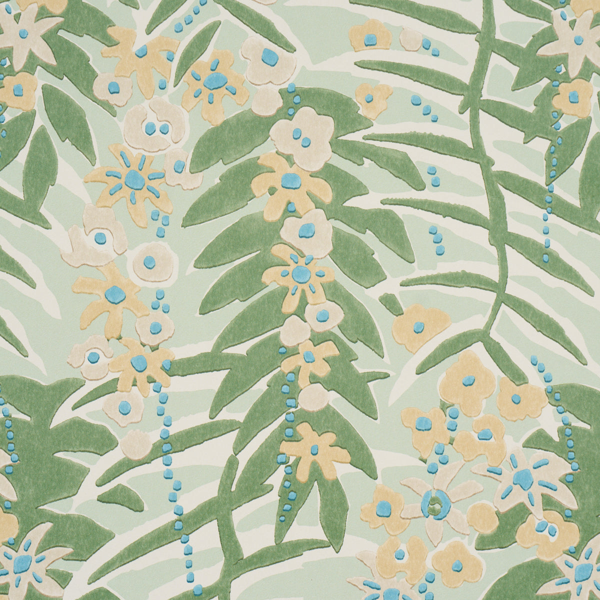 Ashbee Botanical Aqua by Schumacher Craft Revival Collection Wallpaper – Schumacher 5016250