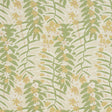 Ashbee Botanical wallpaper in citron colorway, featuring an airy allover floral and botanical pattern with green and yellow tones, styled in a bright interior room.