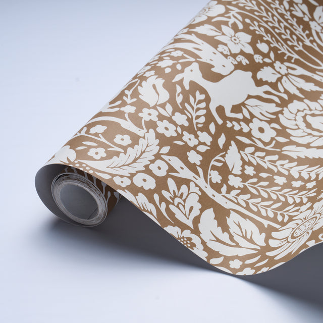 Deerfield Mocha by Schumacher Whimsical Woodland Animal Wallpaper – Schumacher 5016260