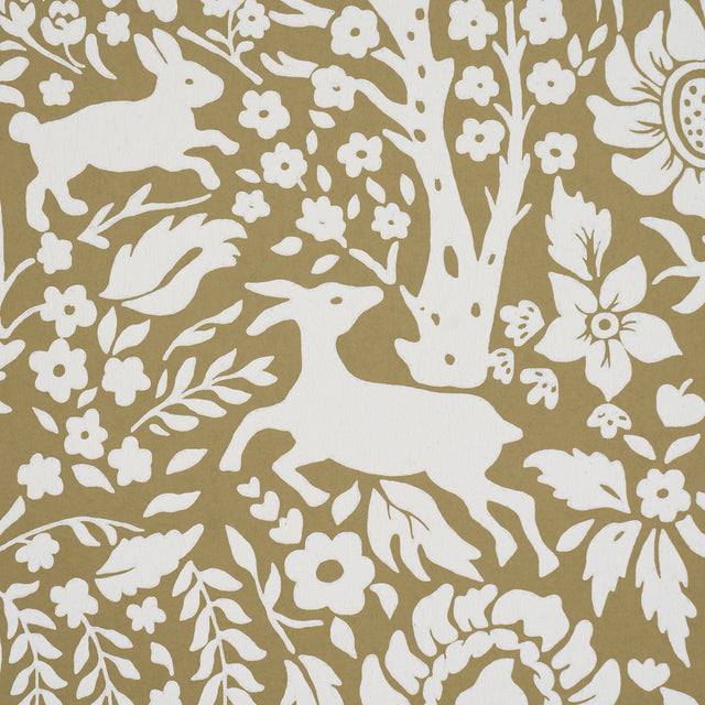 Deerfield Moss by Schumacher Whimsical Woodland Animal Wallpaper – Schumacher 5016261
