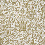 Deerfield Moss wallpaper by Schumacher featuring hand-painted woodland animals and floral silhouettes in a whimsical, surface-printed design.