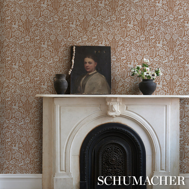 Deerfield Spice by Schumacher Whimsical Woodland Animal Wallpaper – Schumacher 5016262