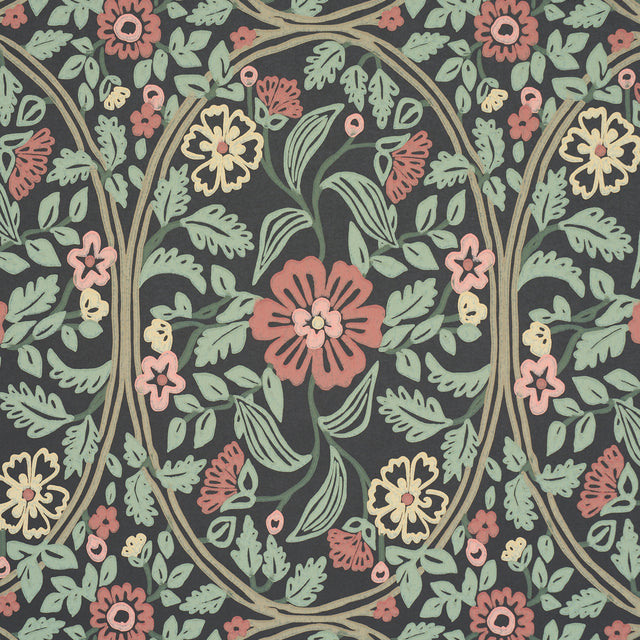 Garden Guild Midnight by Schumacher Elegant Botanical Floral Wallpaper – Schumacher 5016270