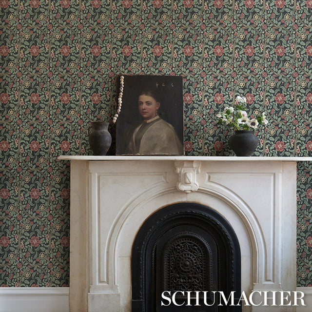 Garden Guild Midnight by Schumacher Elegant Botanical Floral Wallpaper – Schumacher 5016270