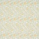 Garden Guild Marigold wallpaper by Schumacher featuring a hand-painted ornamental botanical floral pattern in yellow, green, and orange tones.