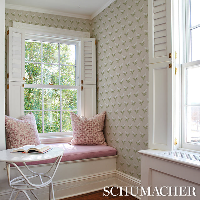 Lily of the Valley Spring by Schumacher Classic Floral Wallpaper – Schumacher 5016281
