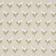 Lily of the Valley wallpaper in Spring colorway by Schumacher, featuring hand-painted floral design in green and white on a neutral background.
