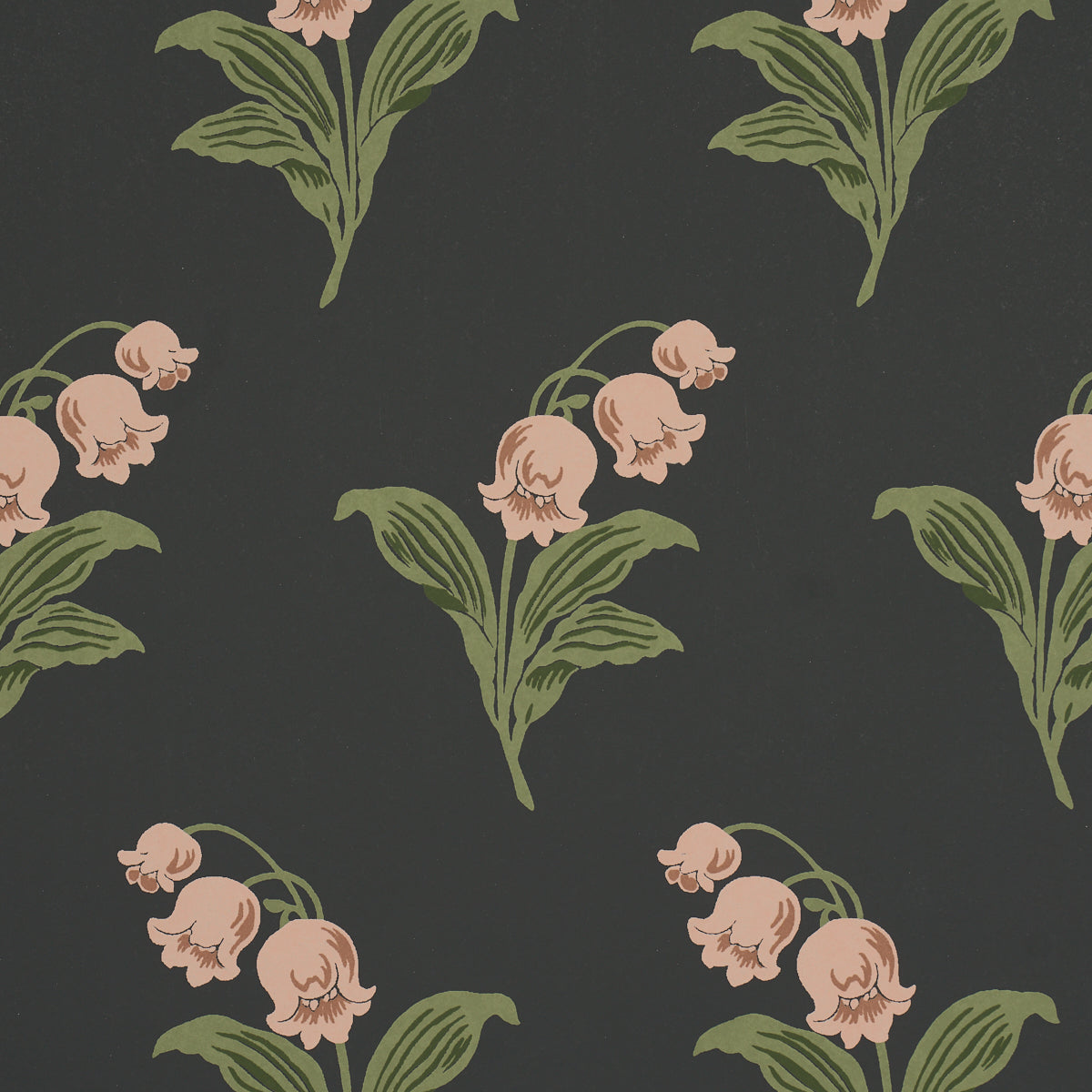 Lily of the Valley Midnight by Schumacher Classic Floral Wallpaper – Schumacher 5016282