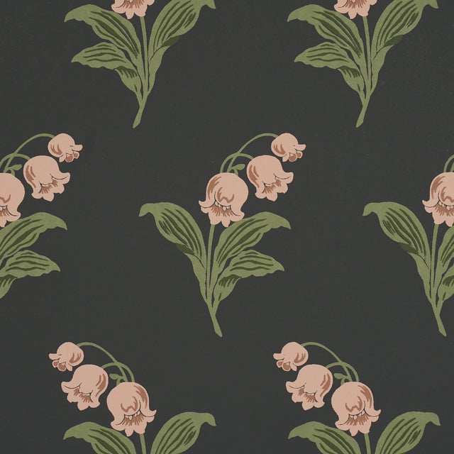 Lily of the Valley Midnight by Schumacher Classic Floral Wallpaper – Schumacher 5016282