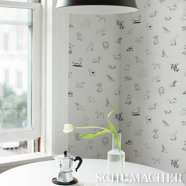 Good Dogs Everywhere Peel-and-Stick Wallpaper Black & White The New Yorker Collection – Schumacher 5016300