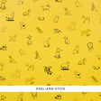 Good Dogs Everywhere peel-and-stick wallpaper in Taxi-Cab Yellow featuring cartoon dog illustrations from The New Yorker collection by Schumacher.