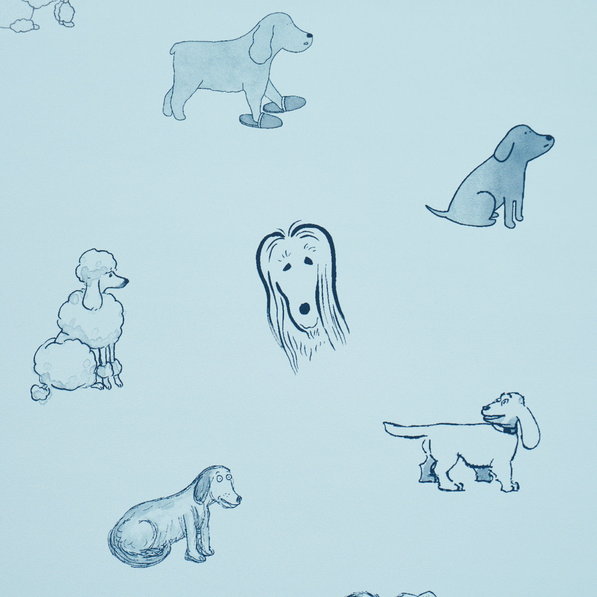 Good Dogs Everywhere Peel-and-Stick Wallpaper in Sky & Navy Blue by Schumacher – 5016302