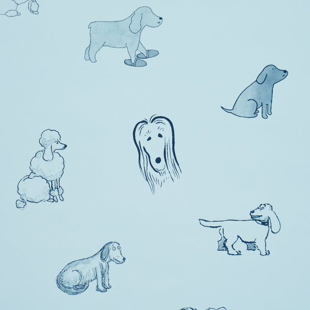 Good Dogs Everywhere Peel-and-Stick Wallpaper in Sky & Navy Blue by Schumacher – 5016302