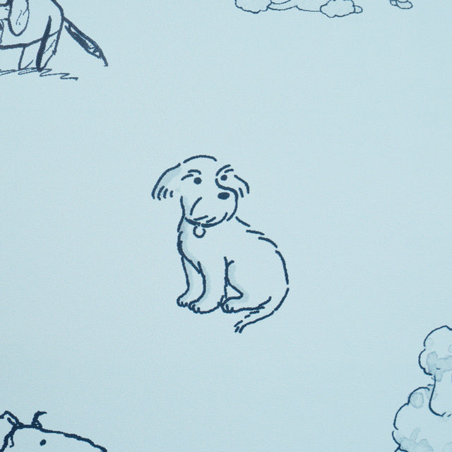 Good Dogs Everywhere Peel-and-Stick Wallpaper in Sky & Navy Blue by Schumacher – 5016302