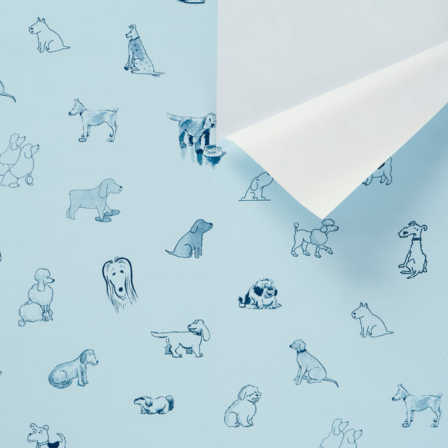 Good Dogs Everywhere Peel-and-Stick Wallpaper in Sky & Navy Blue by Schumacher – 5016302