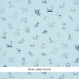 Good Dogs Everywhere peel-and-stick wallpaper in sky and navy blue featuring charming dog illustrations from The New Yorker collection by Schumacher.