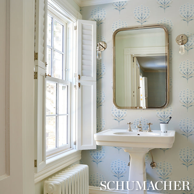 Aurelia Porcelain by Schumacher Elegant Botanical Wallpaper – Schumacher 5016341
