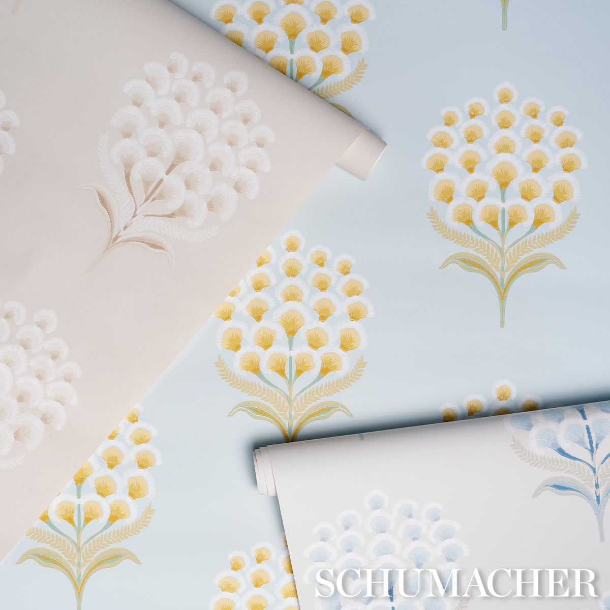 Aurelia Porcelain by Schumacher Elegant Botanical Wallpaper – Schumacher 5016341