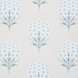 Aurelia Porcelain wallpaper by Schumacher featuring large-scale stylized blue and white blossoms in a botanical pattern.