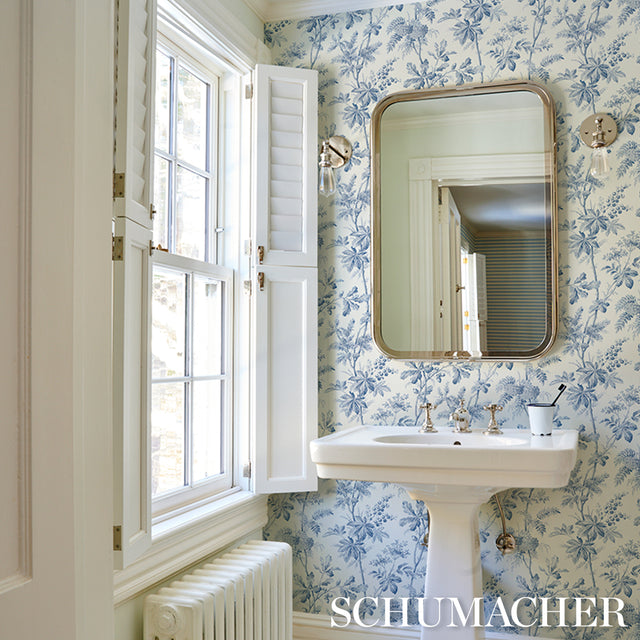 Brantwood Vine Porcelain by Schumacher Botanical Wallpaper – Schumacher 5016351