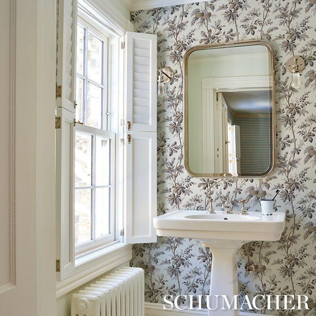 Brantwood Vine Graphite by Schumacher Botanical Wallpaper – Schumacher 5016352
