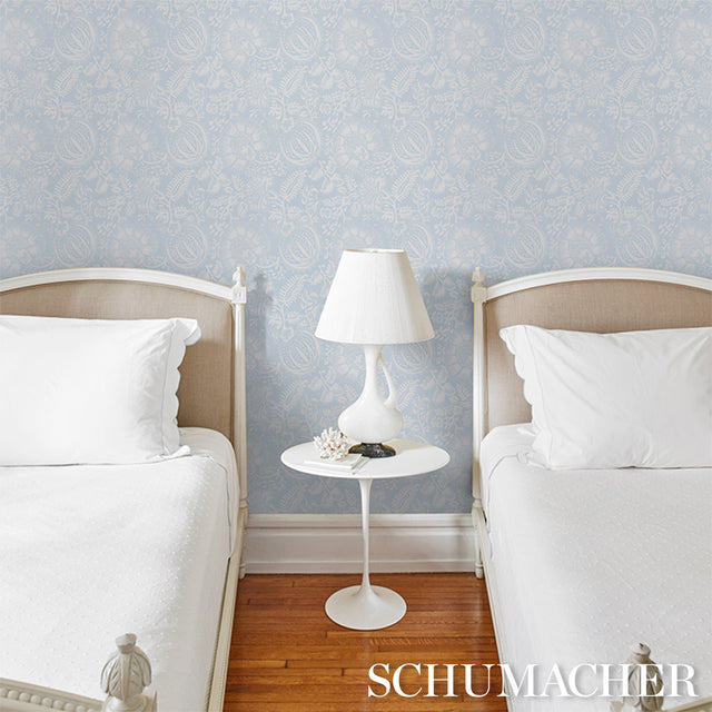 Pomegranate Print Sky by Schumacher Botanical Surface-Printed Wallpaper – Schumacher 5016370