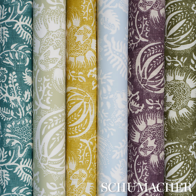 Pomegranate Print Sky by Schumacher Botanical Surface-Printed Wallpaper – Schumacher 5016370