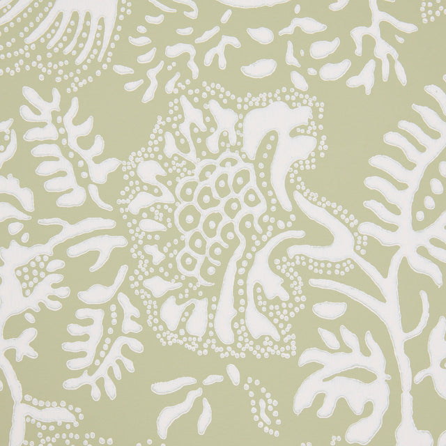 Pomegranate Print Moss by Schumacher Botanical Surface-Printed Wallpaper – Schumacher 5016371