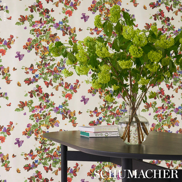 Pyne Butterfly Monarch Orange by Schumacher Botanical Butterfly Wallpaper – Schumacher 5016380