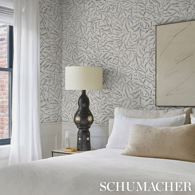 Leaf Bloom Charcoal by Schumacher Modern Organic Wallpaper – Schumacher 5016390