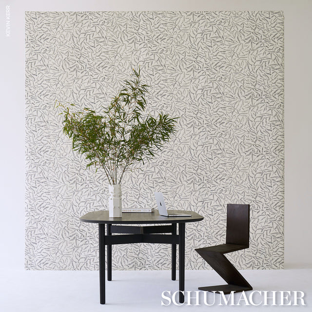 Leaf Bloom Charcoal by Schumacher Modern Organic Wallpaper – Schumacher 5016390